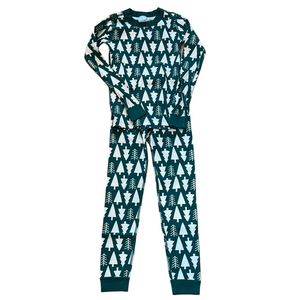 Hanna Andersson Green and White Tree Pajama Set- Size 10